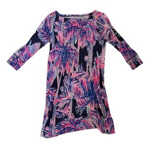 Lilly Pulitzer Sophie UPF‎ 50+ Dress Bright Navy Palms Up - Size S